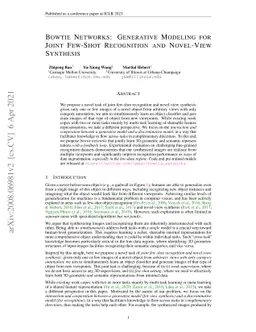 Bowtie Networks: Generative Modeling for Joint Few-Shot Recognition and
  Novel-View Synthesis