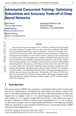 Adversarial Concurrent Training: Optimizing Robustness and Accuracy
  Trade-off of Deep Neural Networks