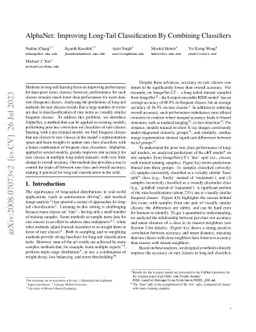 AlphaNet: Improving Long-Tail Classification By Combining Classifiers