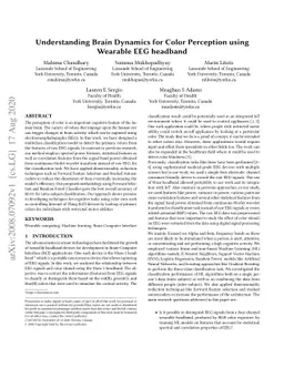 Understanding Brain Dynamics for Color Perception using Wearable EEG
  headband