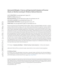 Adversarial EXEmples: A Survey and Experimental Evaluation of Practical
  Attacks on Machine Learning for Windows Malware Detection