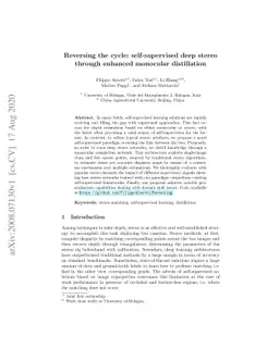 Reversing the cycle: self-supervised deep stereo through enhanced
  monocular distillation