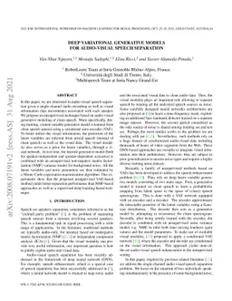 Deep Variational Generative Models for Audio-visual Speech Separation