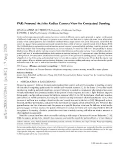 PAR: Personal Activity Radius Camera View for Contextual Sensing