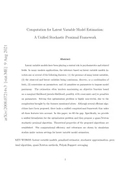 Computation for Latent Variable Model Estimation: A Unified Stochastic
  Proximal Framework