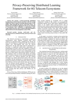 Privacy-Preserving Distributed Learning Framework for 6G Telecom
  Ecosystems