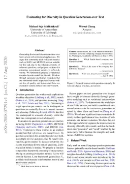 Evaluating for Diversity in Question Generation over Text