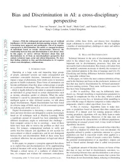 Bias and Discrimination in AI: a cross-disciplinary perspective