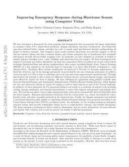 Improving Emergency Response during Hurricane Season using Computer
  Vision