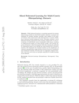 Siloed Federated Learning for Multi-Centric Histopathology Datasets