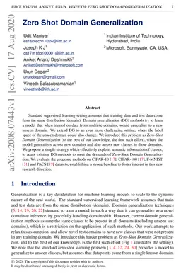 Zero Shot Domain Generalization
