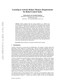 Learning to Actively Reduce Memory Requirements for Robot Control Tasks