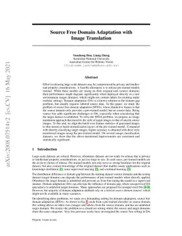 Source Free Domain Adaptation with Image Translation