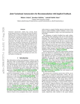 Joint Variational Autoencoders for Recommendation with Implicit Feedback