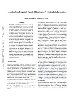 Learning from Irregularly-Sampled Time Series: A Missing Data
  Perspective