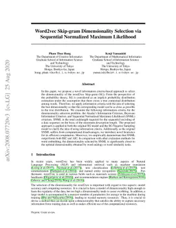 Word2vec Skip-gram Dimensionality Selection via Sequential Normalized
  Maximum Likelihood