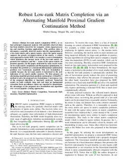 Robust Low-rank Matrix Completion via an Alternating Manifold Proximal
  Gradient Continuation Method