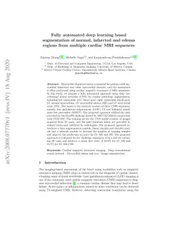 Fully automated deep learning based segmentation of normal, infarcted
  and edema regions from multiple cardiac MRI sequences
