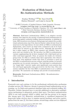 Evaluation of Risk-based Re-Authentication Methods