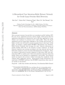 A Hierarchical User Intention-Habit Extract Network for Credit Loan
  Overdue Risk Detection