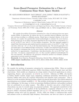 Score-Based Parameter Estimation for a Class of Continuous-Time State
  Space Models
