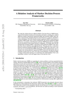 A Relation Analysis of Markov Decision Process Frameworks