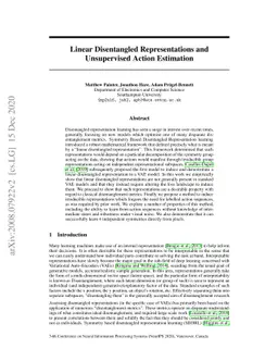 Linear Disentangled Representations and Unsupervised Action Estimation