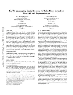 FANG: Leveraging Social Context for Fake News Detection Using Graph
  Representation