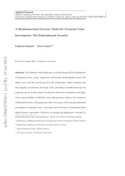 A blockchain-based Forensic Model for Financial Crime Investigation: The
  Embezzlement Scenario
