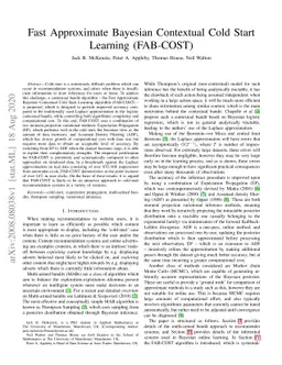 Fast Approximate Bayesian Contextual Cold Start Learning (FAB-COST)