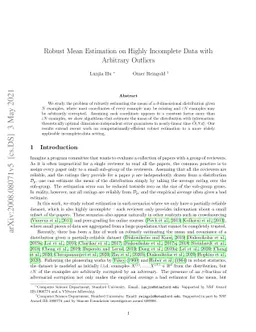 Robust Mean Estimation on Highly Incomplete Data with Arbitrary Outliers