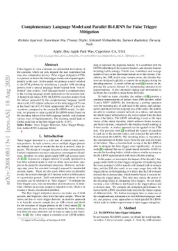 Complementary Language Model and Parallel Bi-LRNN for False Trigger
  Mitigation