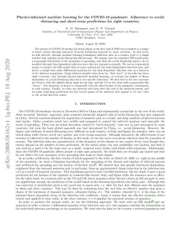 Physics-informed machine learning for the COVID-19 pandemic: Adherence
  to social distancing and short-term predictions for eight countries