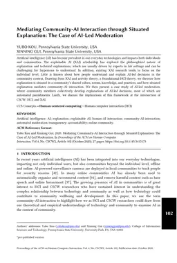 Mediating Community-AI Interaction through Situated Explanation: The
  Case of AI-Led Moderation