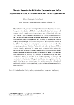 Machine Learning for Reliability Engineering and Safety Applications:
  Review of Current Status and Future Opportunities