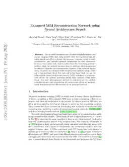 Enhanced MRI Reconstruction Network using Neural Architecture Search