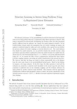 Structure Learning in Inverse Ising Problems Using $\ell_2$-Regularized
  Linear Estimator