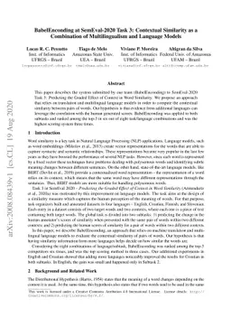 BabelEnconding at SemEval-2020 Task 3: Contextual Similarity as a
  Combination of Multilingualism and Language Models