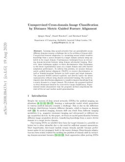 Unsupervised Cross-domain Image Classification by Distance Metric Guided
  Feature Alignment