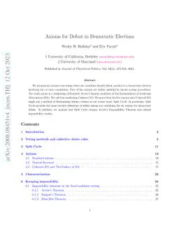 Axioms for Defeat in Democratic Elections