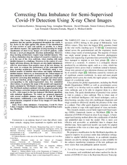 Correcting Data Imbalance for Semi-Supervised Covid-19 Detection Using
  X-ray Chest Images