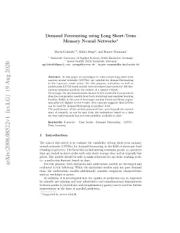 Demand Forecasting using Long Short-Term Memory Neural Networks