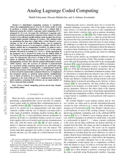 Analog Lagrange Coded Computing