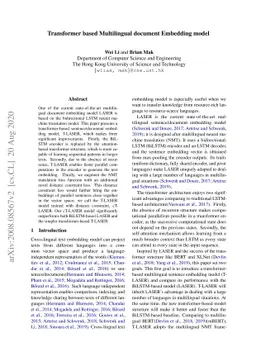 Transformer based Multilingual document Embedding model