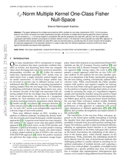 $\ell_p$-Norm Multiple Kernel One-Class Fisher Null-Space