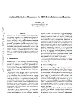 Intelligent Replication Management for HDFS Using Reinforcement Learning