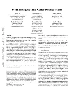 Synthesizing Optimal Collective Algorithms