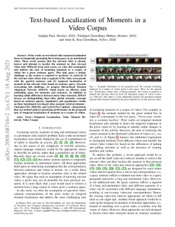 Text-based Localization of Moments in a Video Corpus
