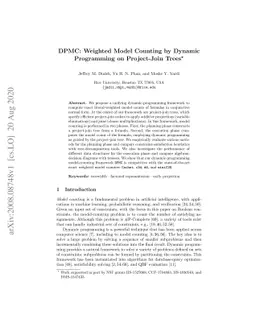 DPMC: Weighted Model Counting by Dynamic Programming on Project-Join
  Trees