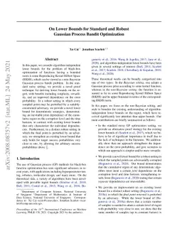 On Lower Bounds for Standard and Robust Gaussian Process Bandit
  Optimization